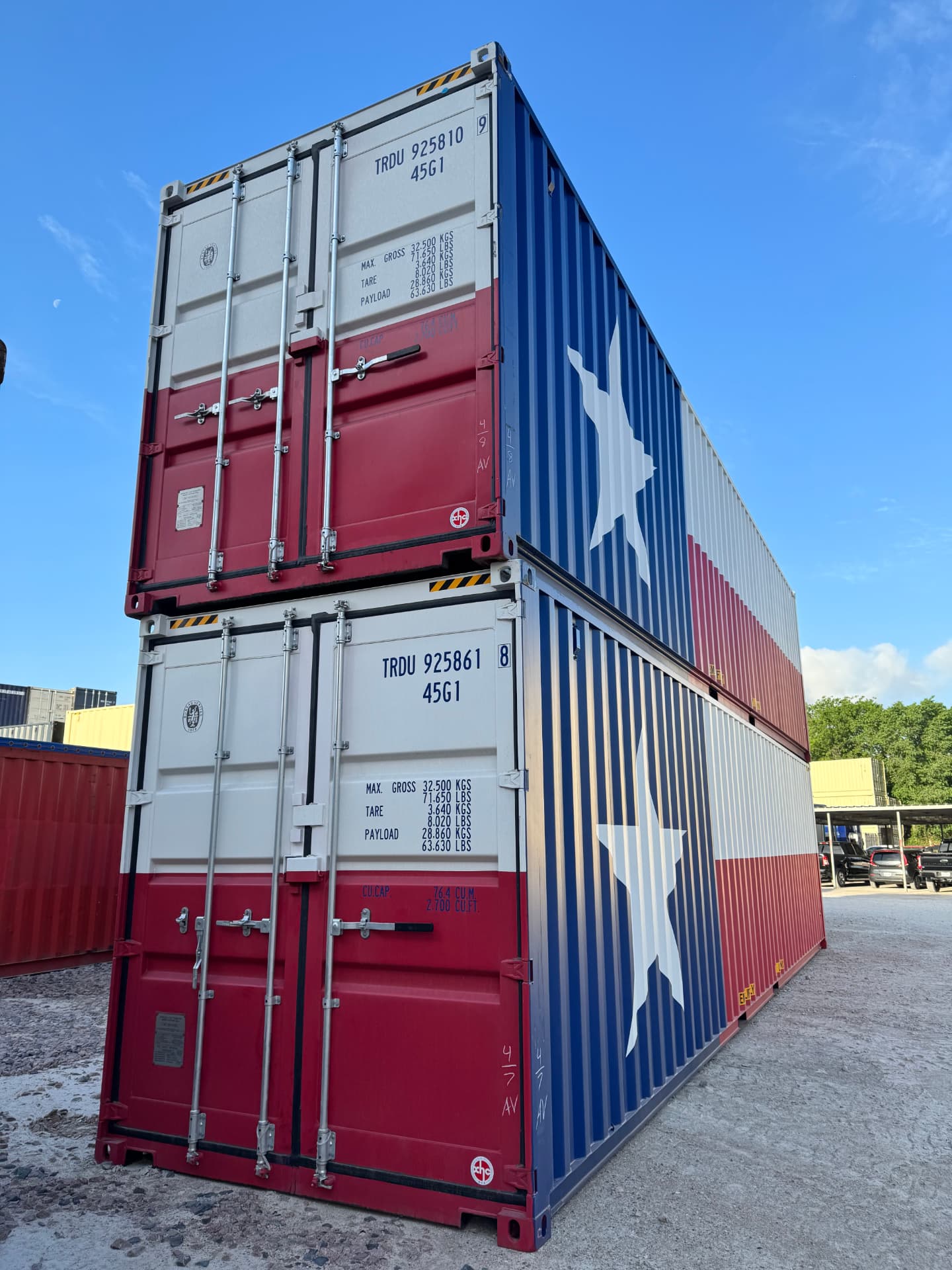 Texas flag container doors and corner view